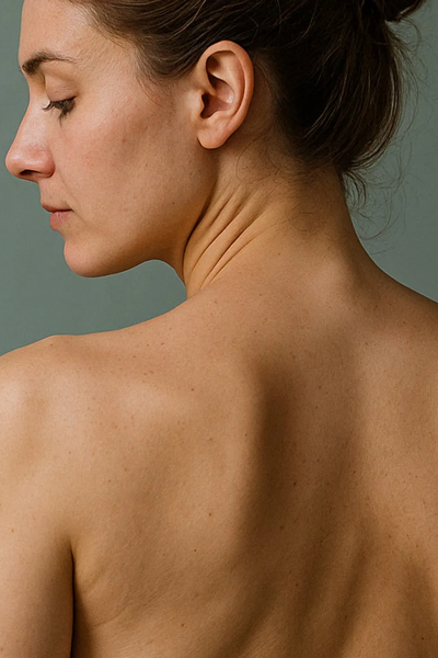 Frau zeigt ihre Schulter